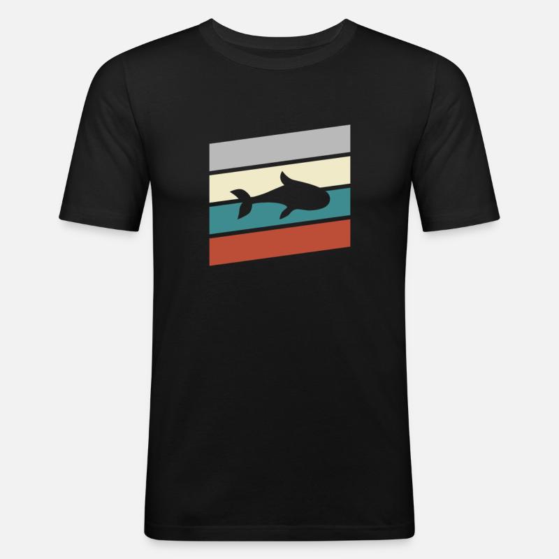 Fisch Retro - Männer Slim Fit T-Shirt - Schwarz