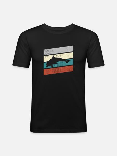Dauphin Rétro - T-shirt près du corps Homme - noir