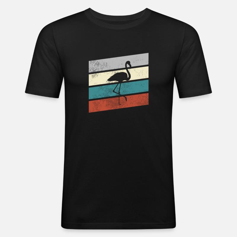 Flamingo Retro - Männer Slim Fit T-Shirt - Schwarz