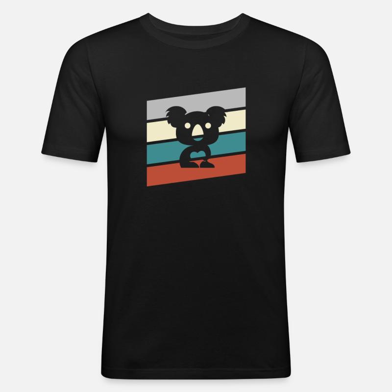 Koala Retro - Männer Slim Fit T-Shirt - Schwarz
