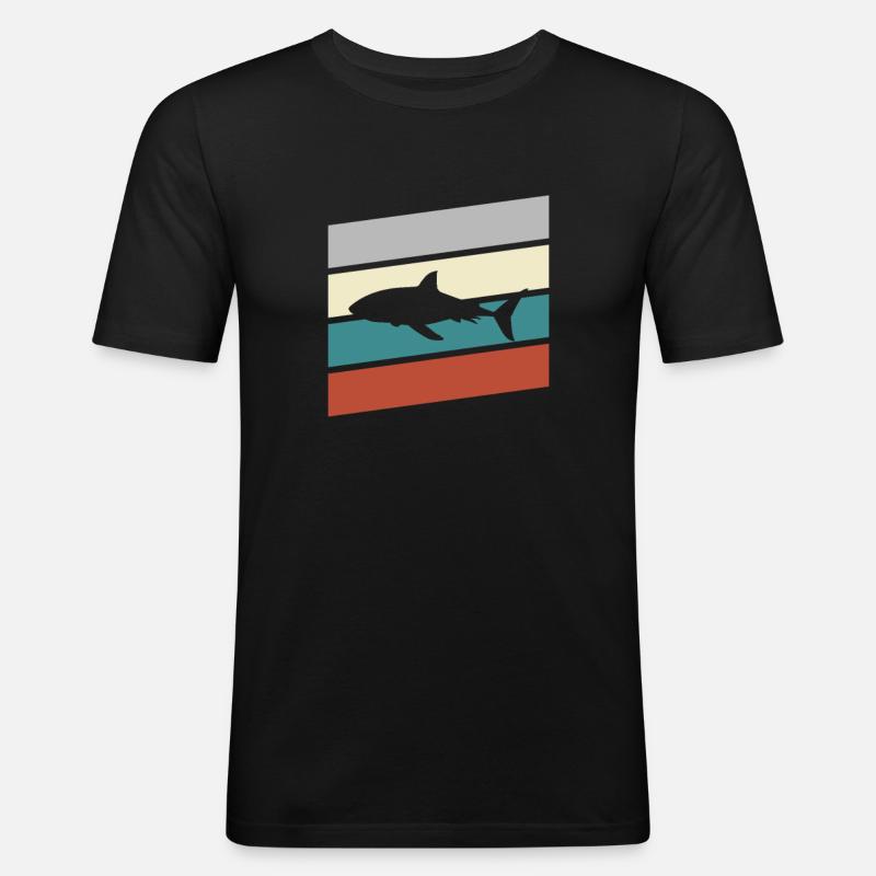 Hai Retro - Männer Slim Fit T-Shirt - Schwarz