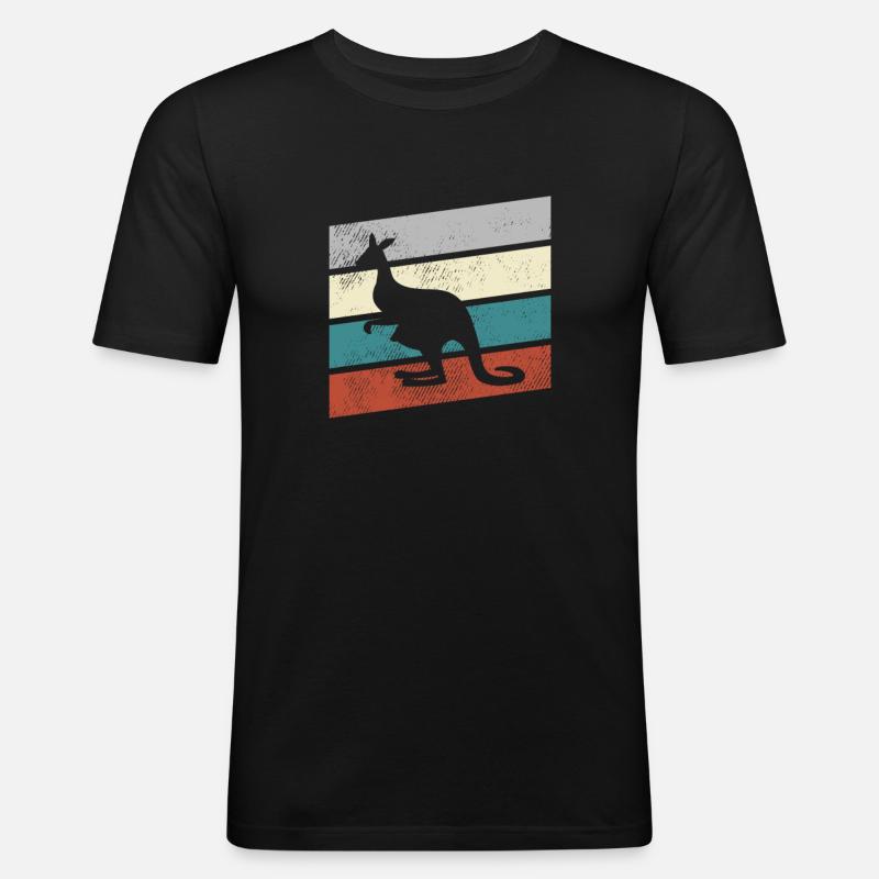 Känguru Retro - Männer Slim Fit T-Shirt - Schwarz