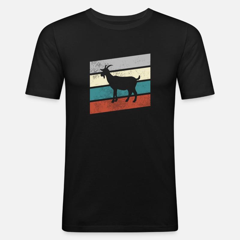 Ziege Retro - Männer Slim Fit T-Shirt - Schwarz