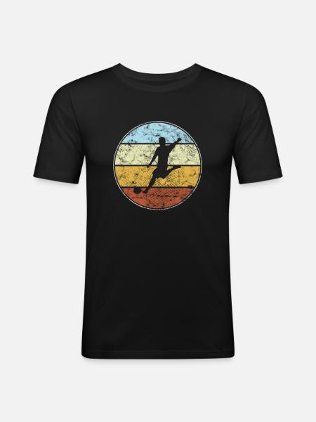 Fußball Retro - Männer Slim Fit T-Shirt - Schwarz