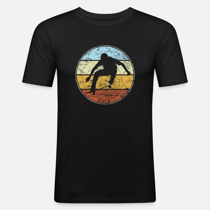 Skating Retro - Männer Slim Fit T-Shirt - Schwarz