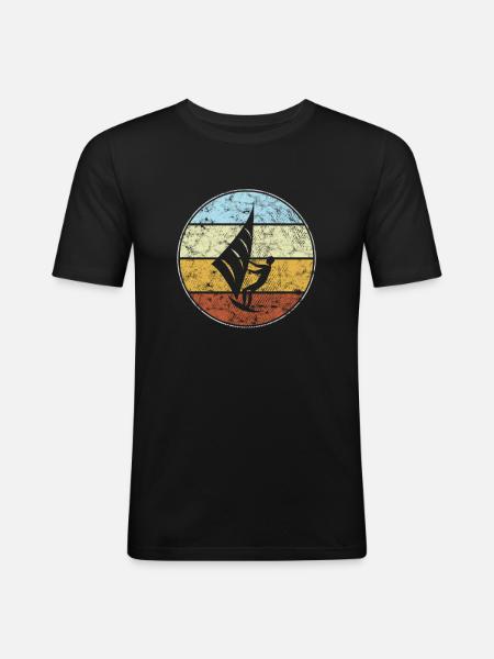 Kite Surf Rétro - T-shirt près du corps Homme - noir