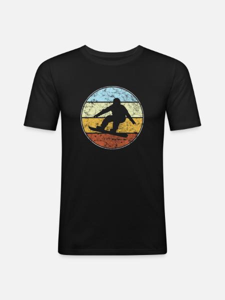 Snowboard Rétro - T-shirt près du corps Homme - noir
