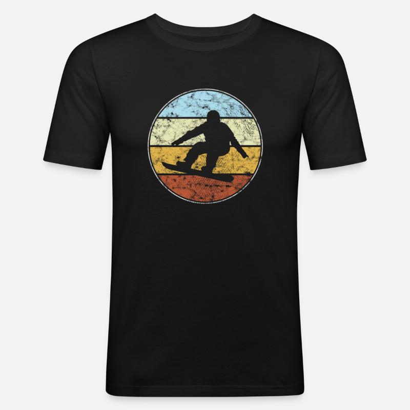 Snowboarding Retro - Männer Slim Fit T-Shirt - Schwarz