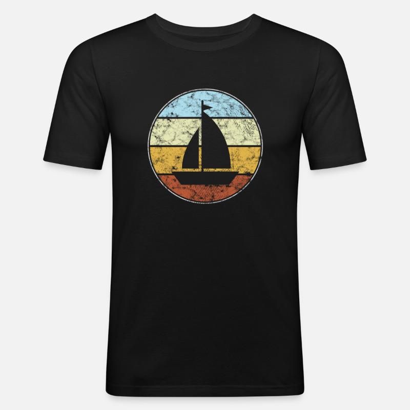 Rétro de la voile - T-shirt près du corps Homme - noir