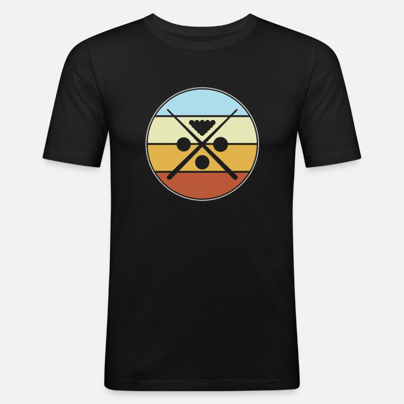 Billiard Retro - Männer Slim Fit T-Shirt - Schwarz