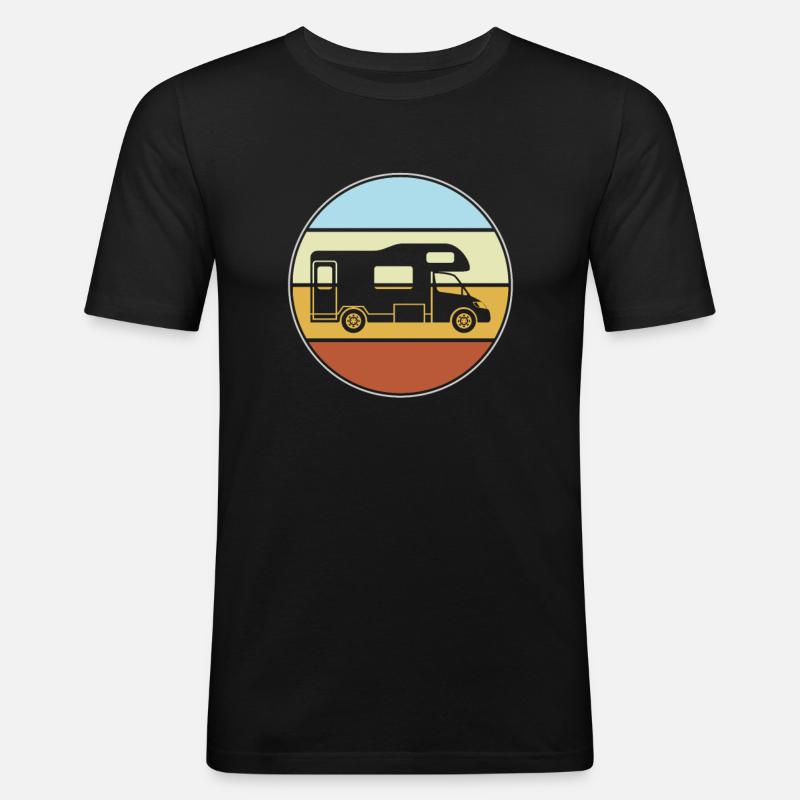 Wohnmobil Retro - Männer Slim Fit T-Shirt - Schwarz