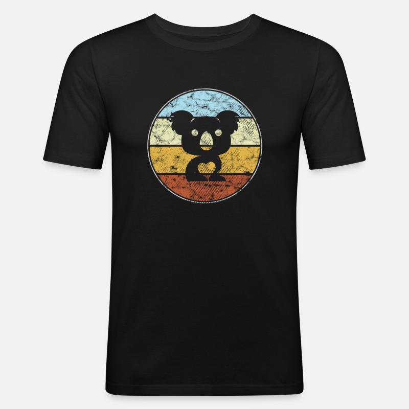 Koala Bär Retro - Männer Slim Fit T-Shirt - Schwarz