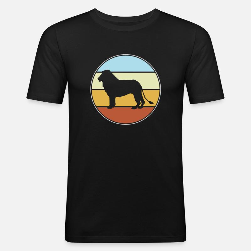 Löwe retro - Männer Slim Fit T-Shirt - Schwarz