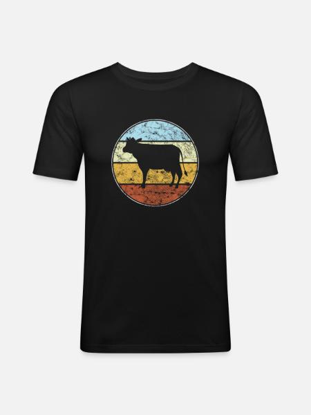 Cow retro - Men's Slim Fit T-Shirt - black