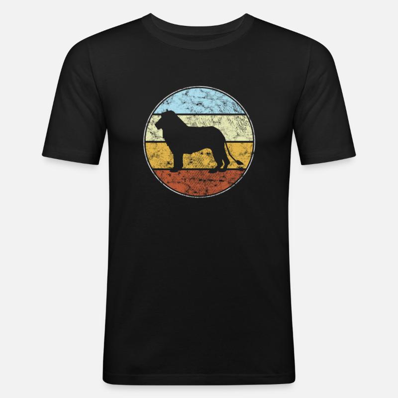 Löwe retro - Männer Slim Fit T-Shirt - Schwarz