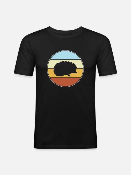 Hérisson Rétro - T-shirt près du corps Homme - noir
