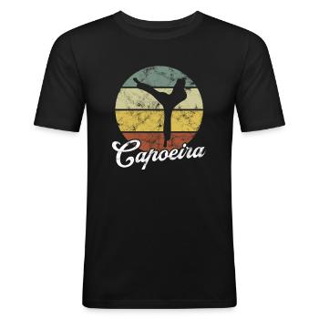 Capoeira - Männer Slim Fit T-Shirt - Schwarz - Vorne - Nik (191cm)