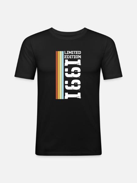 Limited Edition Retro 1991 - Männer Slim Fit T-Shirt - Schwarz