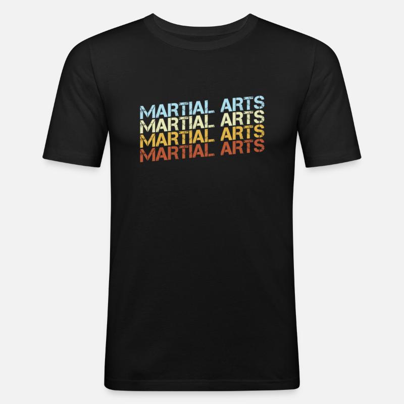 Kampfsport Retro - Männer Slim Fit T-Shirt - Schwarz