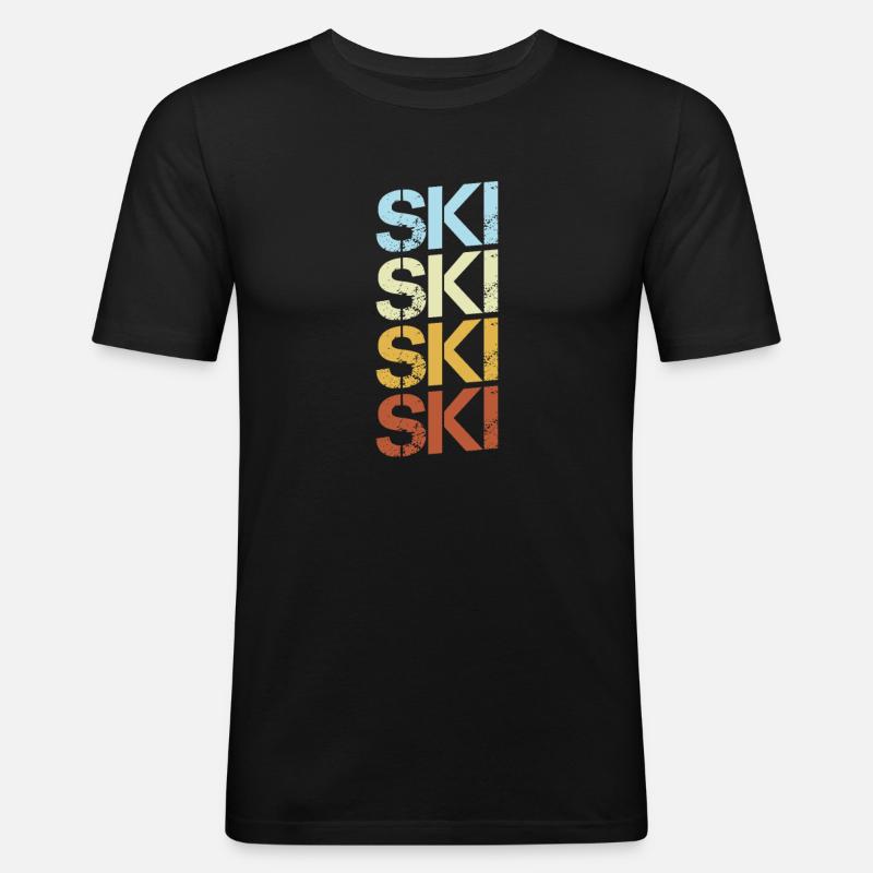 Ski Retro - Männer Slim Fit T-Shirt - Schwarz