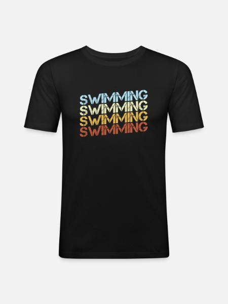 Natation Rétro - T-shirt près du corps Homme - noir