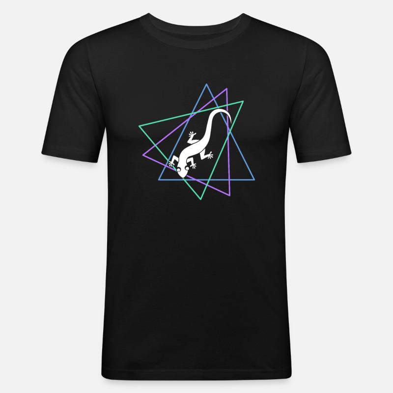 Eidechse - Männer Slim Fit T-Shirt - Schwarz