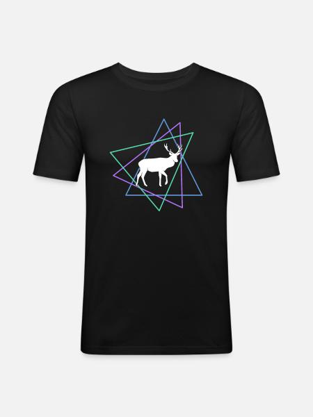 Cerf - T-shirt près du corps Homme - noir