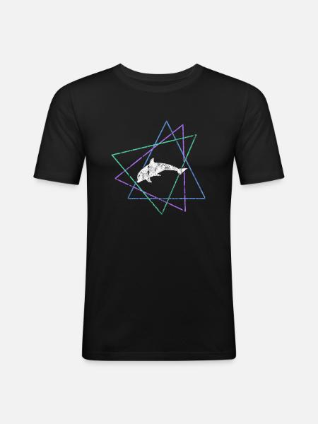Delfin - Männer Slim Fit T-Shirt - Schwarz