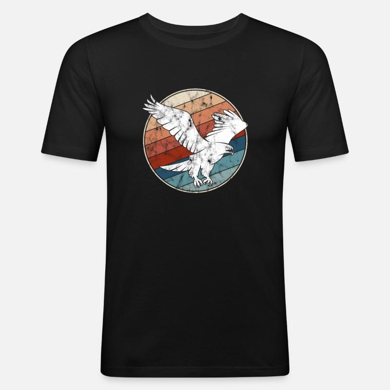 Adler Retro - Männer Slim Fit T-Shirt - Schwarz