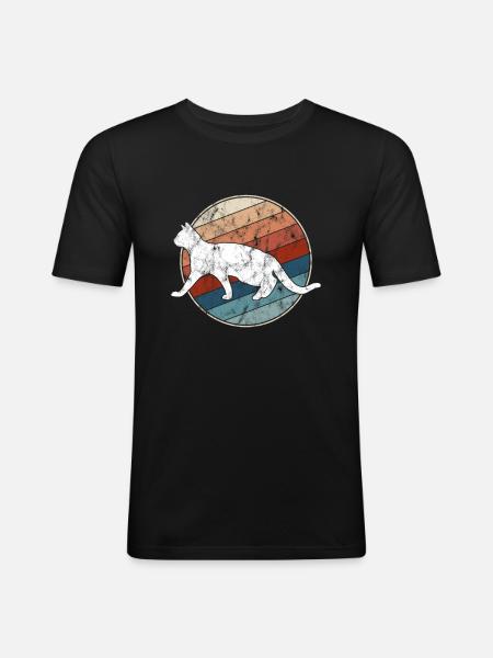 Chat Rétro - T-shirt près du corps Homme - noir