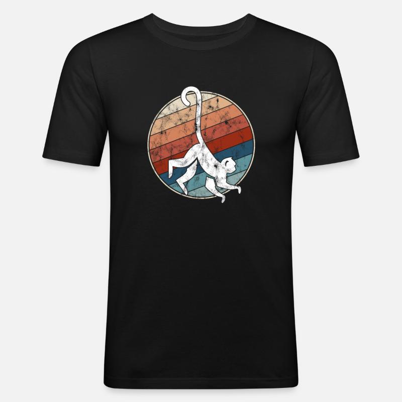 Affe Retro - Männer Slim Fit T-Shirt - Schwarz