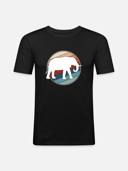 Elefant retro - Männer Slim Fit T-Shirt - Schwarz
