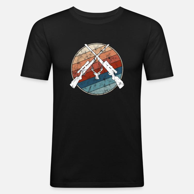 Jagen Retro - Männer Slim Fit T-Shirt - Schwarz