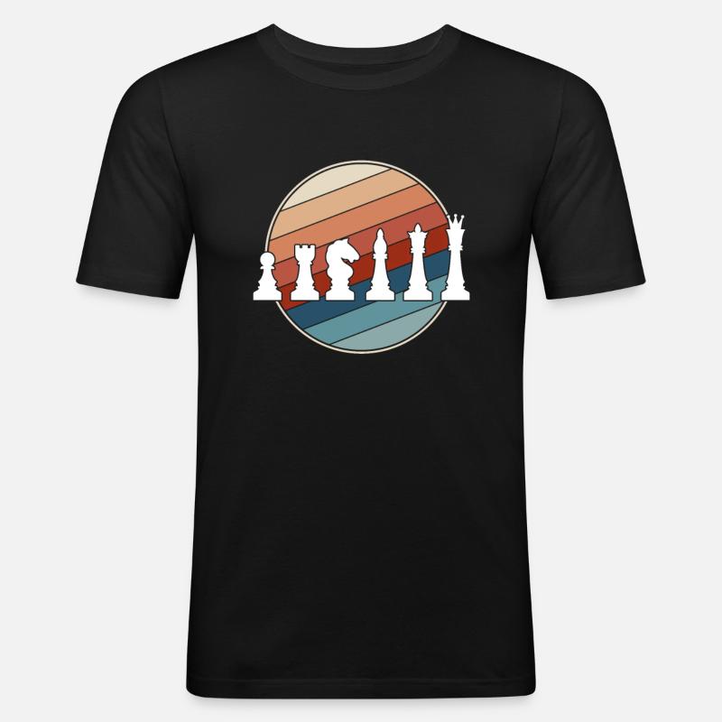 Schach Retro - Männer Slim Fit T-Shirt - Schwarz