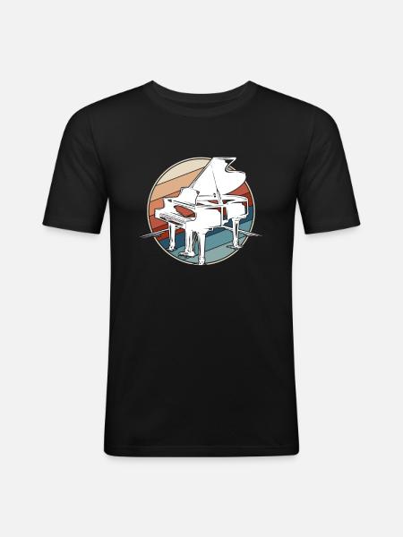 Piano Rétro - T-shirt près du corps Homme - noir