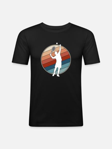 Tennis Rétro - T-shirt près du corps Homme - noir