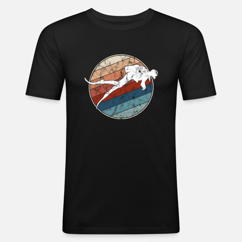 Tauchen Retro - Männer Slim Fit T-Shirt - Schwarz
