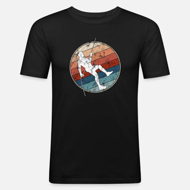 Klettern Retro - Männer Slim Fit T-Shirt - Schwarz