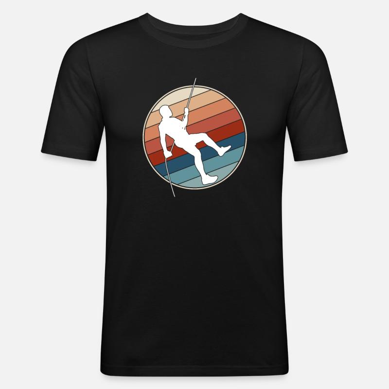 Klettern Retro - Männer Slim Fit T-Shirt - Schwarz