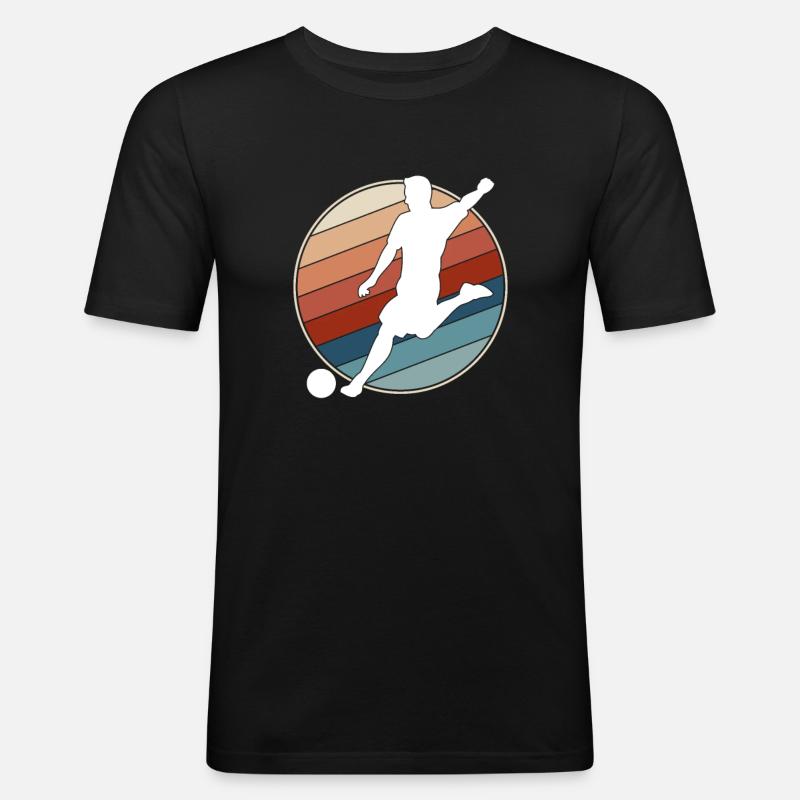 Fußball Retro - Männer Slim Fit T-Shirt - Schwarz