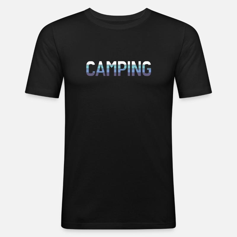 camping - Männer Slim Fit T-Shirt - Schwarz