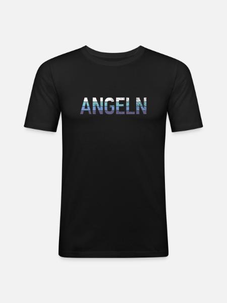 Angeln - Männer Slim Fit T-Shirt - Schwarz