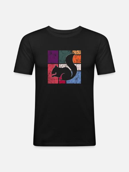Écureuil - T-shirt près du corps Homme - noir