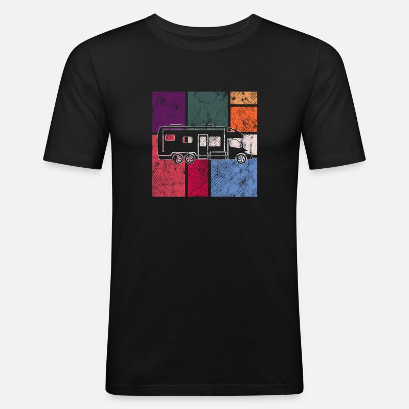 Camping - Männer Slim Fit T-Shirt - Schwarz