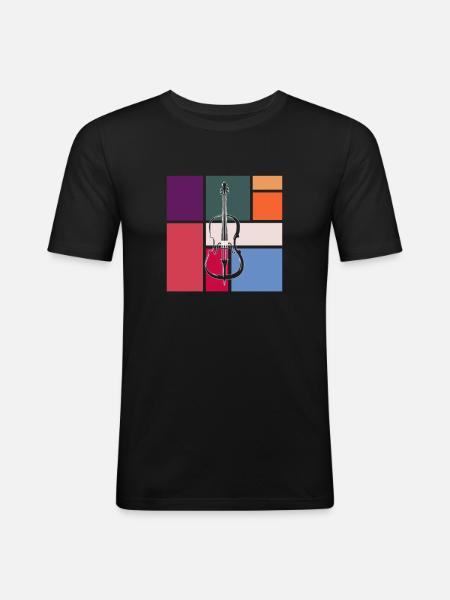 Geige - Männer Slim Fit T-Shirt - Schwarz