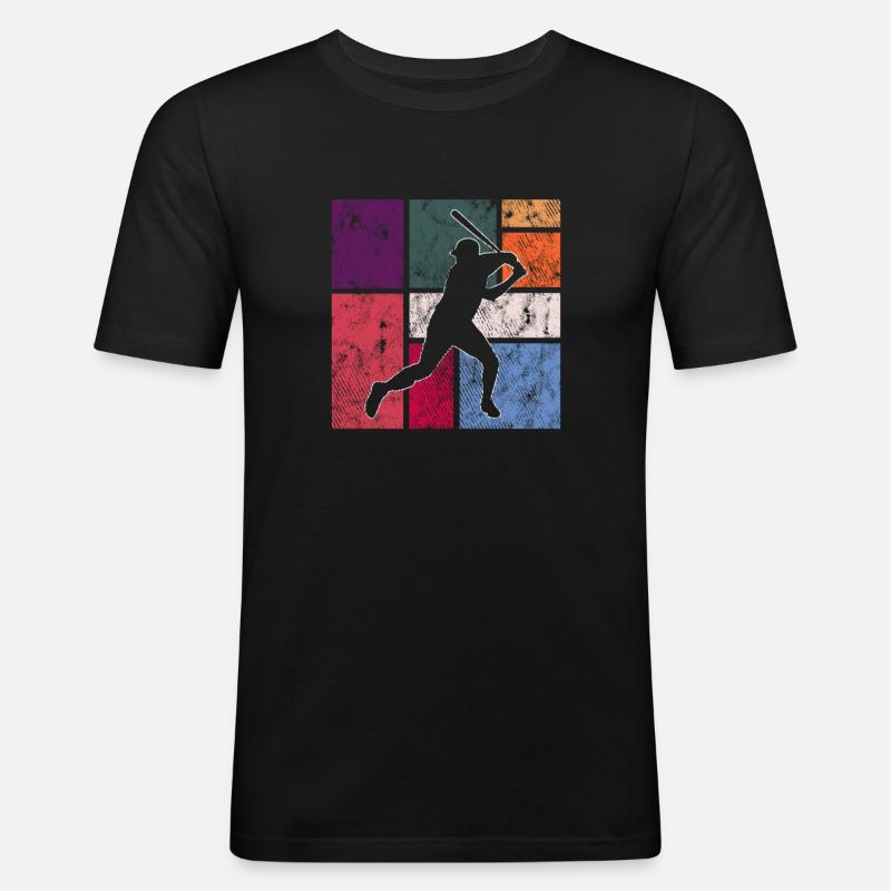 Baseball - Männer Slim Fit T-Shirt - Schwarz