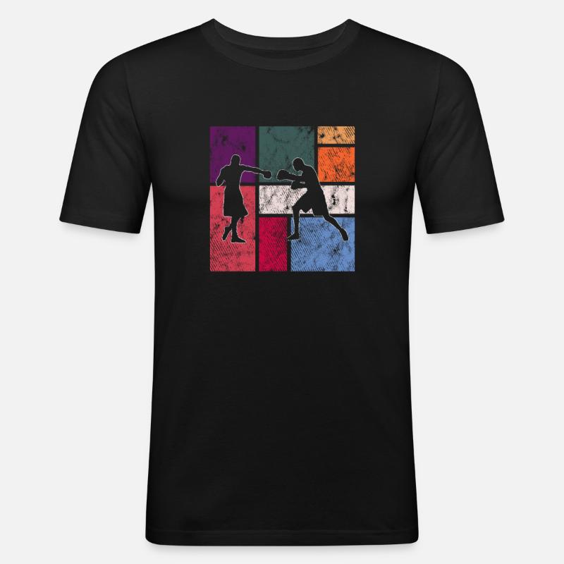 Boxen - Männer Slim Fit T-Shirt - Schwarz