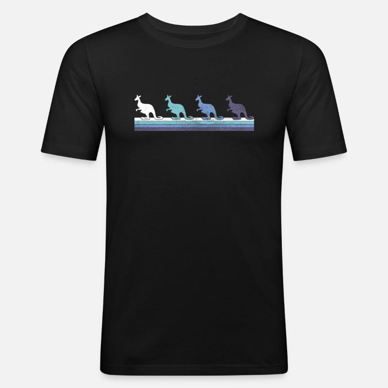 Känguru - Männer Slim Fit T-Shirt - Schwarz