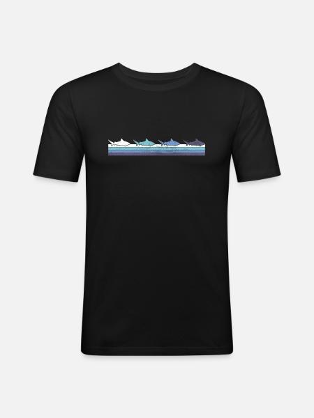 Requin - T-shirt près du corps Homme - noir