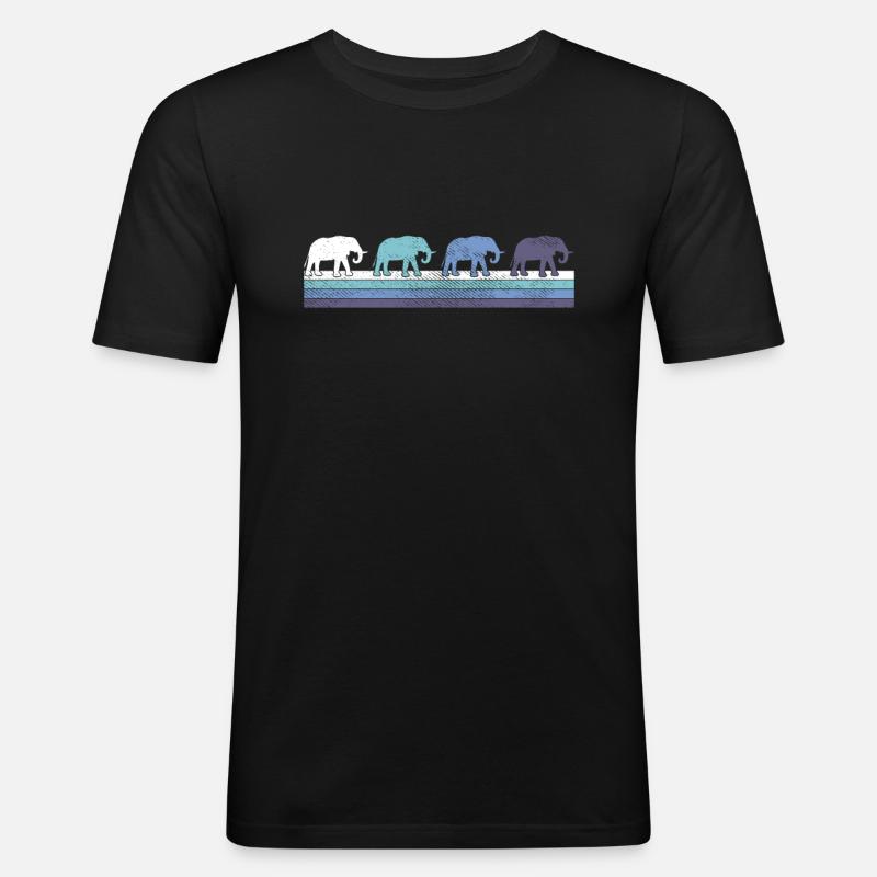 Elefant - Männer Slim Fit T-Shirt - Schwarz